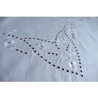 A104 Seltene Antike Handgemachte Leinen Tischdecke 140x100 cm von VENTALIA