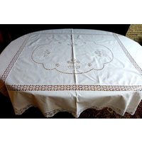 A55 Traumhafte Handgefertigte Vintage Leinen Tischdecke Mit Stickerei Cutwork Klöppelspitze 150x50" A55 Traumhafte Handgefertigte Vintage Leinen Tischdecke Mit Stickerei Cutwork Klöppelspitze 150x50" von VENTALIA