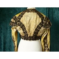 Edle 1800 Seidenjacke Goldene Seide Schwarz Jet Bead Embroidery Schulterpolster Hector von VENTALIA