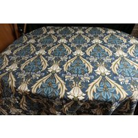 Hochwertiger Unbenutzter Vintage Leinen Stoff Blau/Weiß Floral Im Jugendstil von VENTALIA