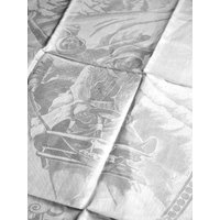 Seltene Deutsche Jugendstilsammler Linen Image/Dictum Towel Lustige Fahrt Mit Dem Pferdeschlitten Um 1900 40x18 " von VENTALIA