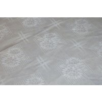 Seltene Praktisch Unbenutzte 1930 Damast Leinen Tischdecke Pfingstrosen Initialen Ee 123x48" von VENTALIA