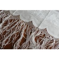 Seltenes Unbenutztes Leinen Badehandtuch Mit Fransen Und Floralen Motiven 160x25 cm von VENTALIA