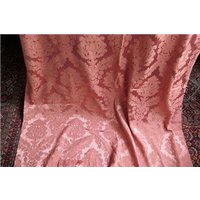 Wunderschöner Antiker Altrosa Seidenbrokat-Vorhang Blumenvignetten 100x44" von VENTALIA