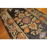 Wunderschöner Jugendstil Seidenbrokat Tischläufer Blauer Samtrücken 165x40cm von VENTALIA