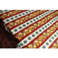 Wunderschönes Vintage Paar Leinenähnliche Vorhänge, Blaue Gemusterte Streifen, Jeweils 130x110 cm von VENTALIA