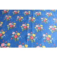 Wunderschönes Vintage Paar Leinenartige Vorhänge Blaues Blumenmuster Je 70x50 Stück von VENTALIA