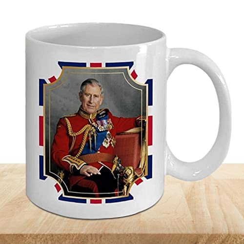 VENTDOUCE Celebration King Charles III Tasse – King Charles Kaffeetasse – His Majesty King Charles Cups, 350 ml moderne Keramik-Kaffeetasse, doppelseitiger Druck, Souvenir-Geschenk von VENTDOUCE