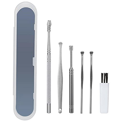 VENTDOUCE Edelstahl Ohrenreiniger 6er Set - Ohrenstäbchen Ohrenschmalz Entfernungs Set Werkzeug Zum Entfernen Von Ohrenschmalz - Tragbar Für Kinder Und Erwachsene von VENTDOUCE