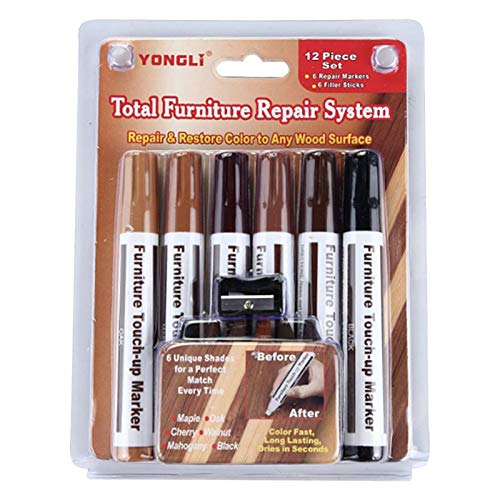 VENTDOUCE Möbel Reparatur Marker Set - Holz Reparatur Marker Set von 13 Marker, Wachsstifte mit Spitzer Ausbesserungs-Reparaturstift für Flecken, Kratzer, Holzböden, Tische, Zimmerleute, Bettpfosten von VENTDOUCE