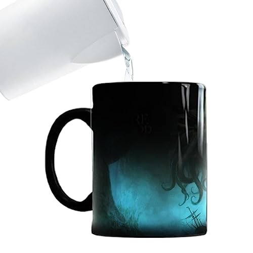 VENTDOUCE Wärmeverändernde Kaffeetassen | Schwarz verwandelt sich in Cthulhu-Mythologie-Becher | Große Kaffee-Tee-Magie-Tasse mit lustiger Kunst, hitzeempfindliche Tasse, neuartige hitzeempfindliche von VENTDOUCE