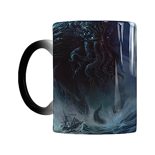 Wechselnde Kaffeetasse | Schwarz verwandelt sich in Cthulhu-Mythologie-Becher - Große Kaffee-Tee-Magie-Tasse mit lustiger Kunst, hitzeempfindliche Tasse, neuartige hitzeempfindliche Tasse 12 Ventdouce von VENTDOUCE