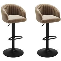 Vente-unique - Barhocker 2er-Set - Samt & Metall - Beige - doraliz von VENTE-UNIQUE