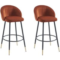 Vente-unique - Barhocker 2er-Set - Samt & Metall - Terracotta - eliram von VENTE-UNIQUE