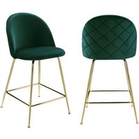 Vente-unique - Barhocker 2er-Set - Samt & goldfarbenes Metall - Grün - melbourne von VENTE-UNIQUE