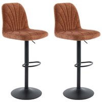 Barhocker 2er-Set höhenverstellbar - Strukturstoff & schwarzes Metall - Terracotta - lasandria von VENTE-UNIQUE