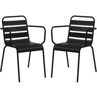 Gartensessel stapelbar 2er-Set - Metall - Schwarz - mirmande von mylia von VENTE-UNIQUE