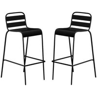 Vente-unique - Gartenstuhl hoch stapelbar 2er-Set - Metall - Schwarz - mirmande von mylia von VENTE-UNIQUE
