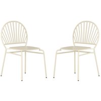 Gartenstuhl stapelbar 2er-Set - Metall - Beige - cedeira von mylia von VENTE-UNIQUE