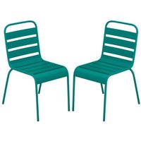 Vente-unique - Gartenstuhl stapelbar 2er-Set - Metall - Blau - mirmande von mylia von VENTE-UNIQUE