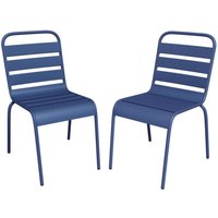 Vente-unique - Gartenstuhl stapelbar 2er-Set - Metall - Dunkelblau - mirmande von mylia von VENTE-UNIQUE
