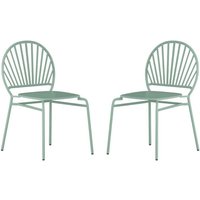 Vente-unique - Gartenstuhl stapelbar 2er-Set - Metall - Mandelgrün - cedeira von mylia von VENTE-UNIQUE
