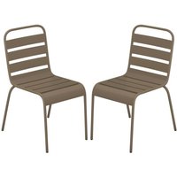 Vente-unique - Gartenstuhl stapelbar 2er-Set - Metall - Taupe - mirmande von mylia von VENTE-UNIQUE