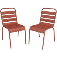 Vente-unique - Gartenstuhl stapelbar 2er-Set - Metall - Terracotta - mirmande von mylia von VENTE-UNIQUE