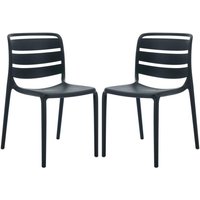 Vente-unique - Gartenstuhl stapelbar 2er-Set - Polypropylen - Schwarz - moah von mylia von VENTE-UNIQUE