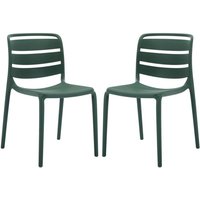Vente-unique - Gartenstuhl stapelbar 2er-Set - Polypropylen - Tannengrün - moah von mylia von VENTE-UNIQUE