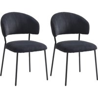 Stuhl 2er-Set - Cord & Metall - Schwarz - alayis von VENTE-UNIQUE