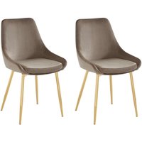 Stuhl 2er-Set - Samt & Goldfarbenes Metall - Taupe - masurie Stuhl 2er-Set - Samt & Goldfarbenes Metall - Taupe - masurie von VENTE-UNIQUE