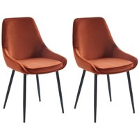 Stuhl 2er-Set - Samt & Schwarzes Metall - Terracotta - masurie von VENTE-UNIQUE
