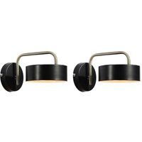 Vente-unique - 2er-Set Wandleuchten Vintage - Metall - l 24 x h 14,5 cm - Schwarz & Goldfarben - otilie von VENTE-UNIQUE