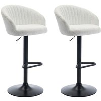 Vente-unique - Barhocker 2er-Set - Bouclé-Stoff & Metall - Weiß - doraliz von VENTE-UNIQUE