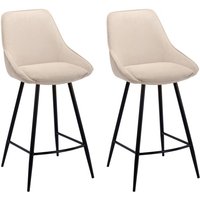 Vente-unique - Barhocker 2er-Set - Cord & schwarzes Metall - Cremefarben - masurie von VENTE-UNIQUE