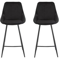 Barhocker 2er-Set - Samt - Schwarz - masurie von VENTE-UNIQUE