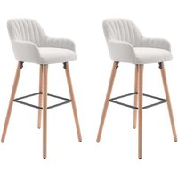 Vente-unique - Barhocker 2er-Set - Stoff & Buchenholz - Cremefarben - eleana von VENTE-UNIQUE