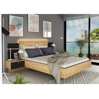 Bett 140x190 cm Eiche und Graphit - Locri Bett 140x190 cm Eiche und Graphit - Locri von VENTE-UNIQUE