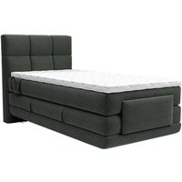 Vente-unique - Boxspringbett mit gestepptem Kopfteil + elektrischem Untergestell mit Relaxfunktion + Matratze + Topper - 100 x 200 cm - Stoff von VENTE-UNIQUE