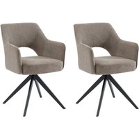 Bürostuhl Drehstuhl mit Armlehnen 2er-Set - Stoff & Metall - Taupe - konya von VENTE-UNIQUE