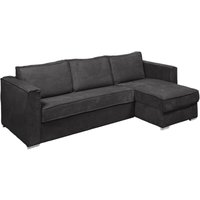Vente-unique - Eckschlafsofa mit Matratze - Ecke wechselbar - Cord - Anthrazitgrau - Liegefläche 160 cm - Matratze 14 cm - loreto von VENTE-UNIQUE
