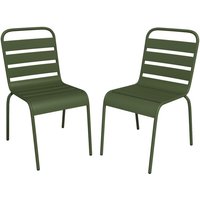 Vente-unique - Gartenstuhl stapelbar 2er-Set - Metall - Khaki - mirmande von mylia von VENTE-UNIQUE