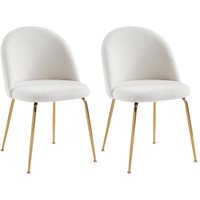 Stuhl 2er-Set - Bouclé-Stoff & Metall - Weiß - melbourne von VENTE-UNIQUE