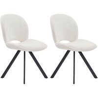 Stuhl 2er-Set - Bouclé-Stoff & schwarzes Metall - Weiß - dornela von VENTE-UNIQUE