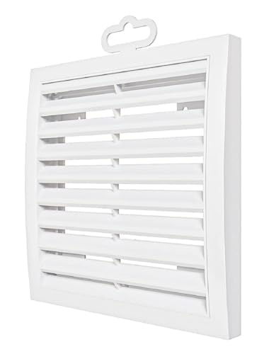 Lüftungsgitter Abdeckung Weiß aus ASA-Kunststoff 200 x 200 mm Eckig - Abluftgitter Lamellengitter Küche Bad Garage Wandgitter von VENTEUROPE