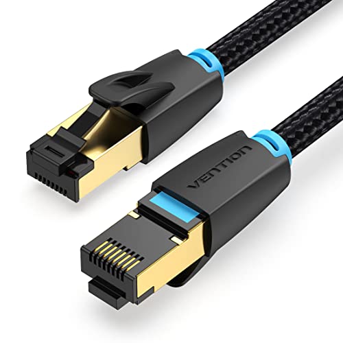 VENTION Cat 8 LAN Kabel 2M Netzwerkkabel Patchkabel Kurz Ethernet Kabel Lankabel 40Gbps Hochgeschwindigkeits 2000MHz S/FTP POE Gigabit RJ45 Vergoldeter für PS4/5, Xbox One, Router, TV, Switch, Modem von VENTION