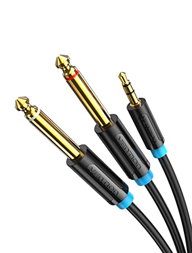 VENTION 3.5mm Klinke auf Dual 6.35mm Mono Y Splitter Audio Kabel Dual 6.35 zu 3.5 mm Stecker zu Stecker Stereo Audio Splitter Kabel für Mixer, Gitarre, Recorder, Verstärker, Laptop - 1,5m von VENTION