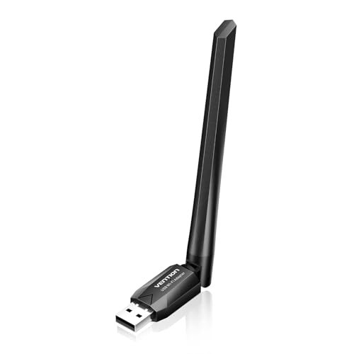 VENTION USB WLAN Stick, AC650 WiFi Adapter mit 6dBi WLAN Antenne, 2.4GHz/5GHz Internet Stick für PC/Desktop/Tablet/Laptop, Kompatibel mit Windows 11/10/8.1/8/7/XP von VENTION