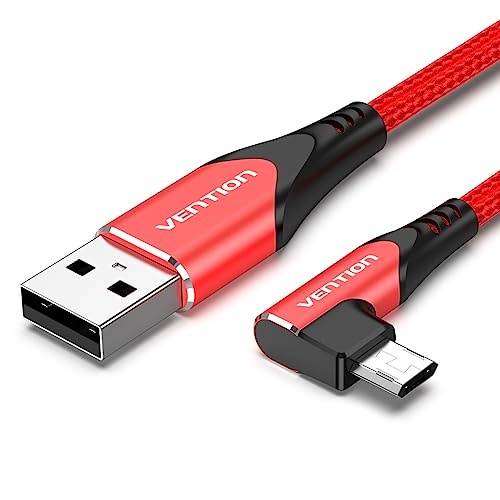 VENTION COB Series USB 2.0 A Male to Micro-B Male 90 Degrees 3A Data Cable Aluminum Alloy Red 1.5m von VENTION